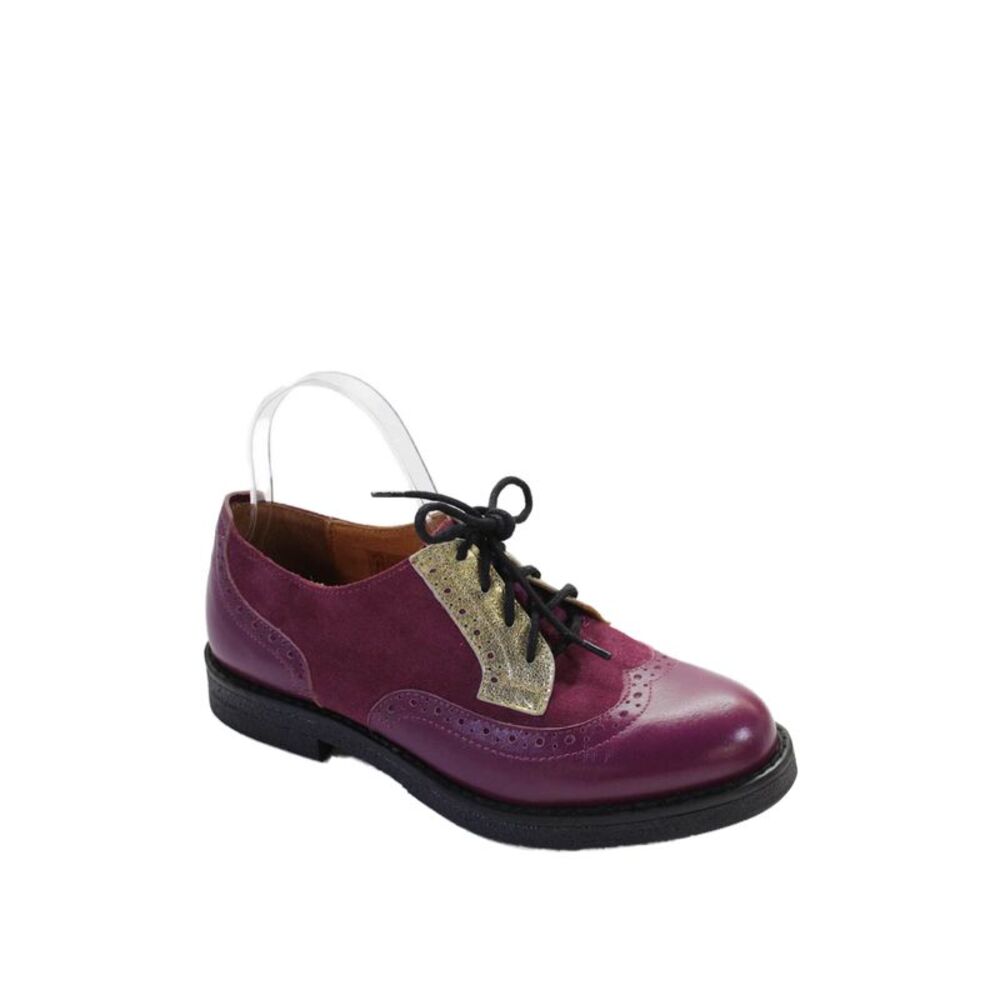 Embassy Womens Lace Up Metallic Trim Wingtip Oxfords Purple Suede Size 38